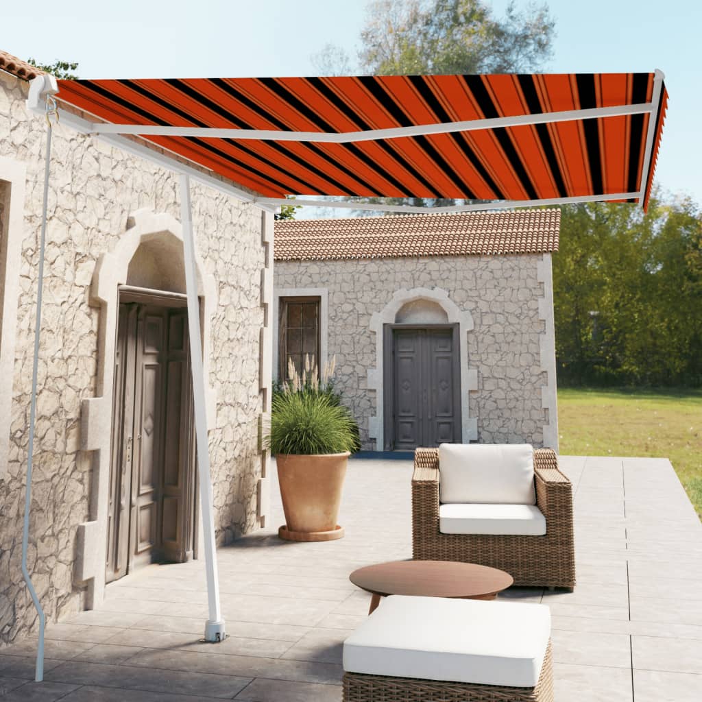 Freestanding Manual Retractable Awning Orange/Brown