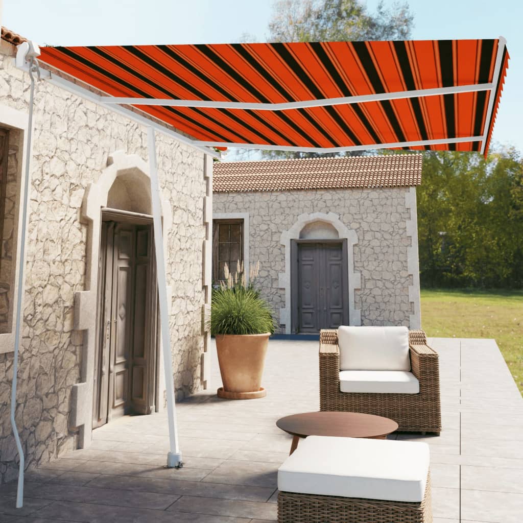 Freestanding Manual Retractable Awning Orange/Brown
