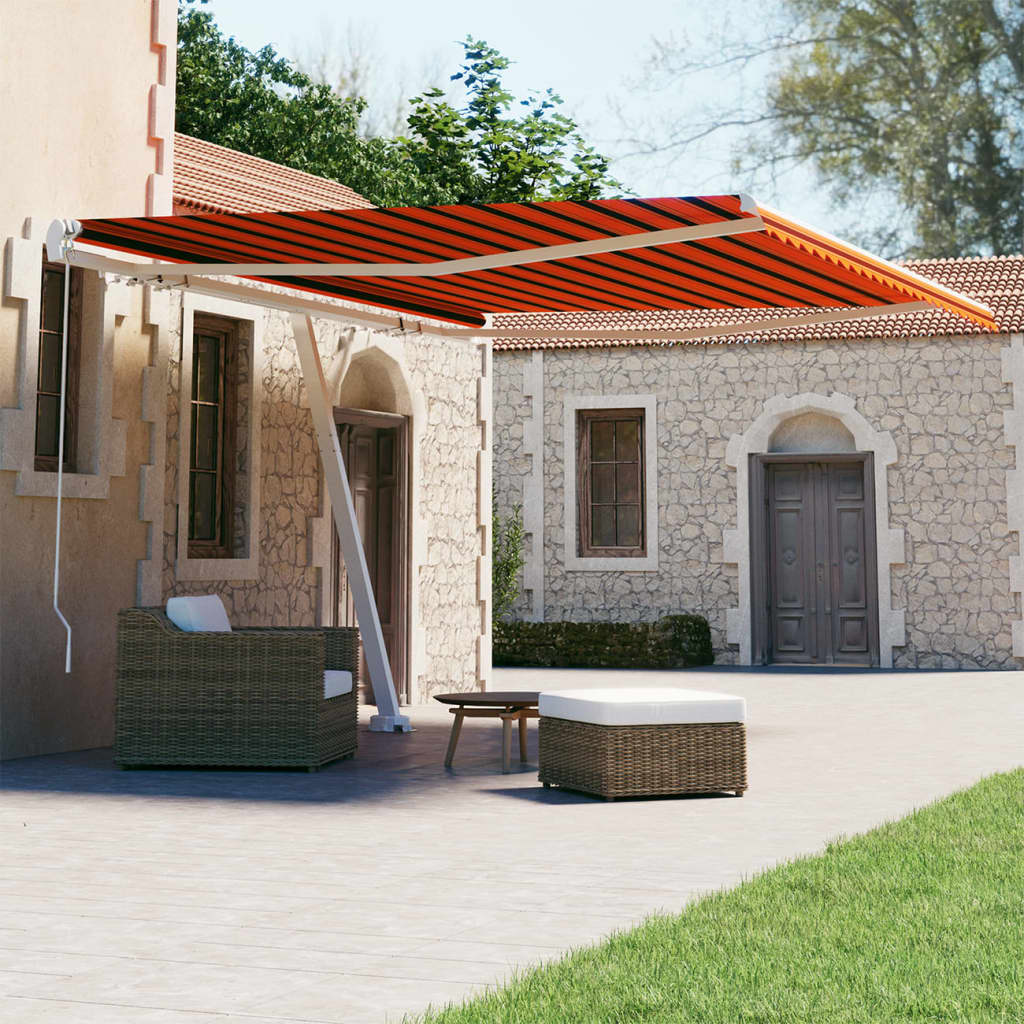 Freestanding Manual Retractable Awning Orange/Brown