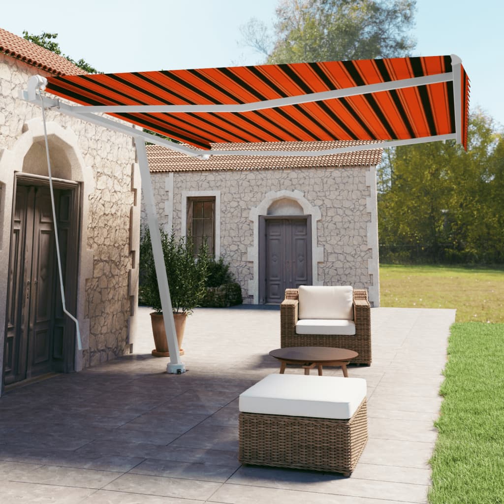 Freestanding Manual Retractable Awning Orange/Brown