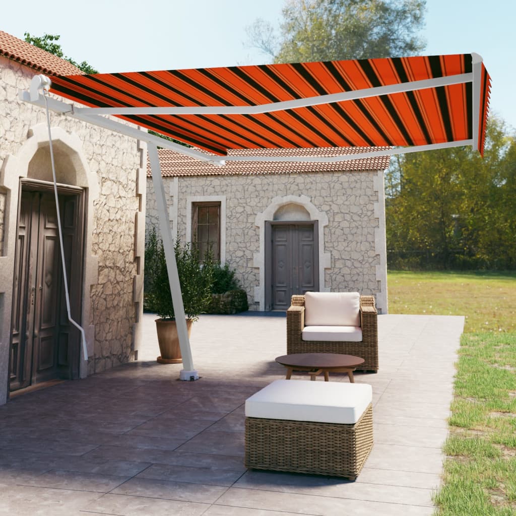 Freestanding Manual Retractable Awning Orange/Brown