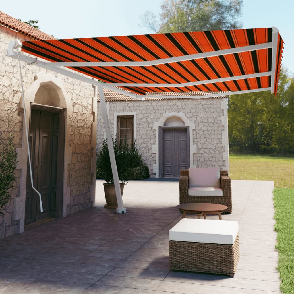 Freestanding Manual Retractable Awning Orange/Brown
