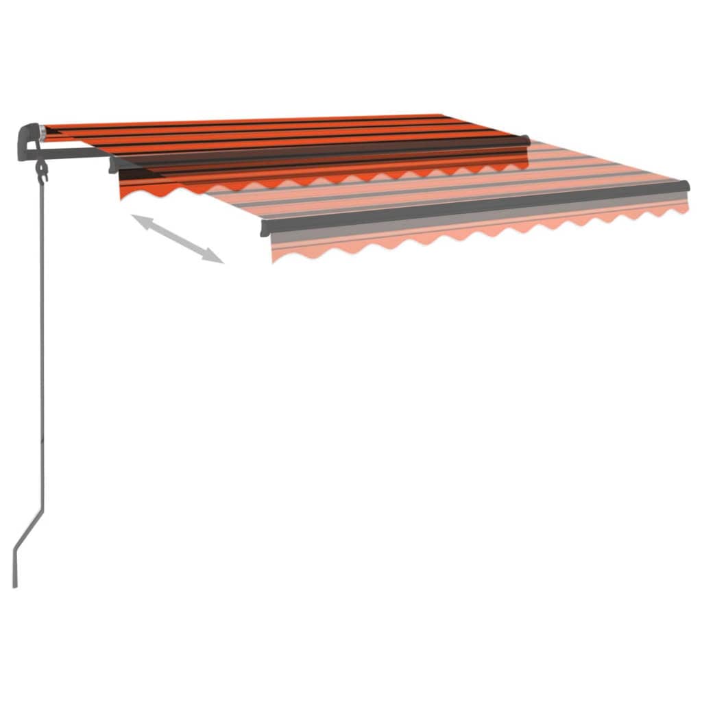 Manual Retractable Awning With Posts Orange And Brown