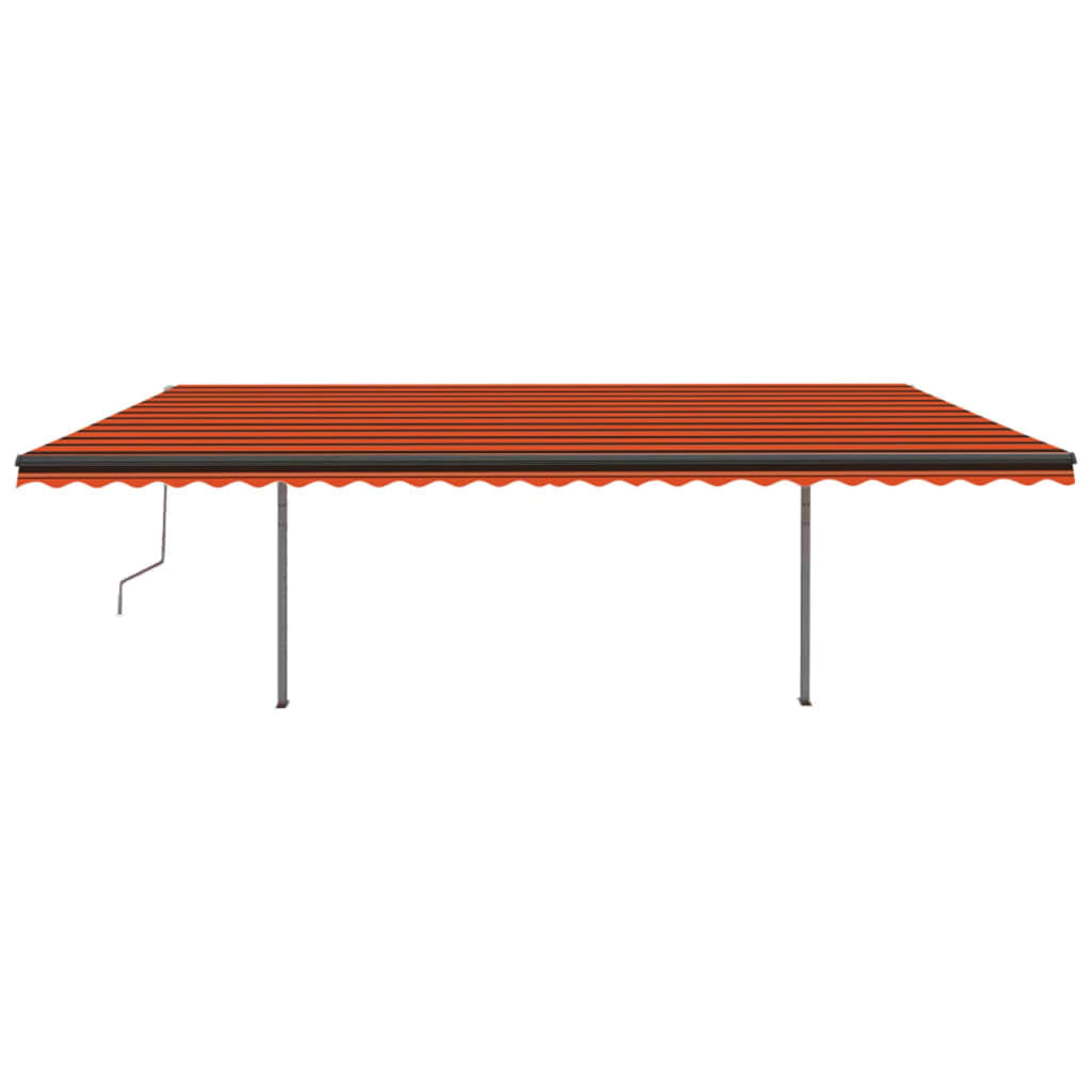 Manual Retractable Awning With Posts Orange And Brown
