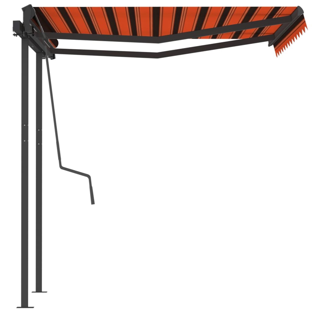 Manual Retractable Awning With Posts Orange And Brown