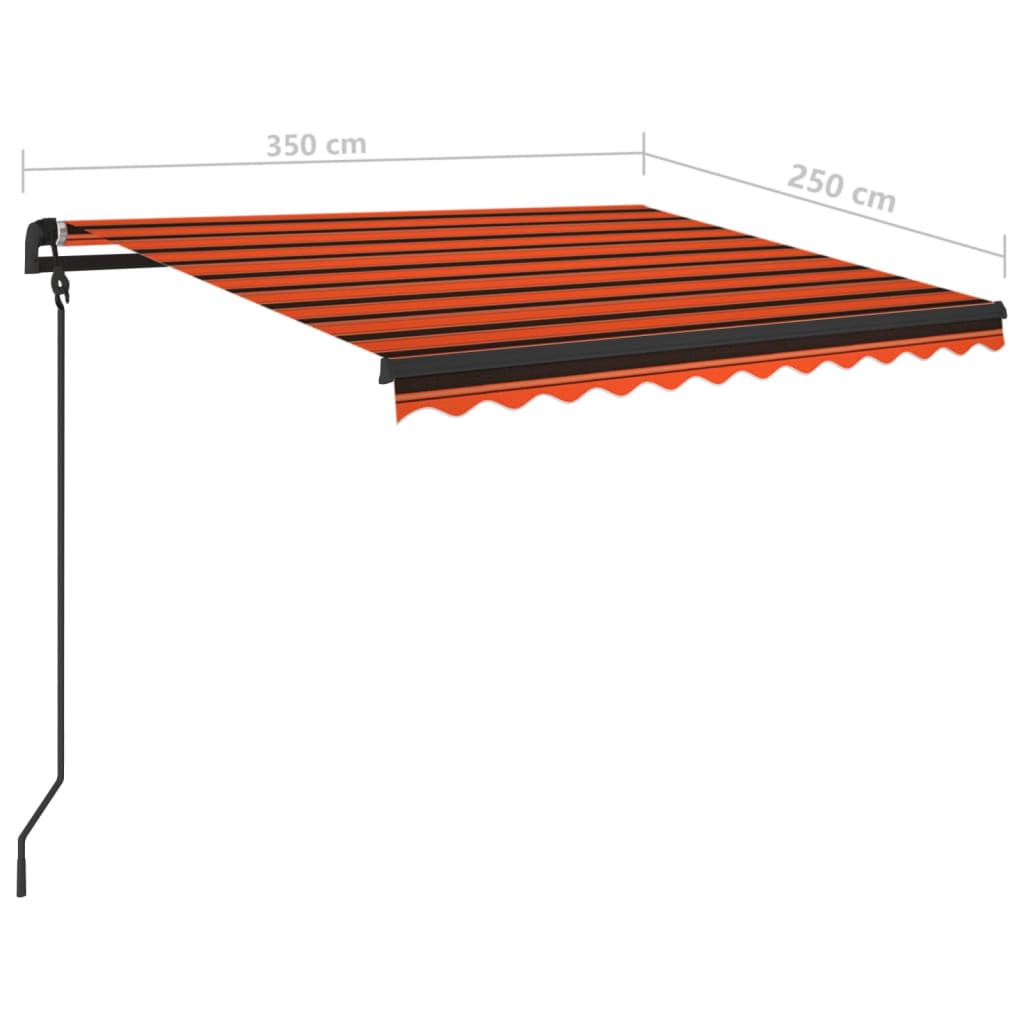 Manual Retractable Awning With Posts Orange And Brown