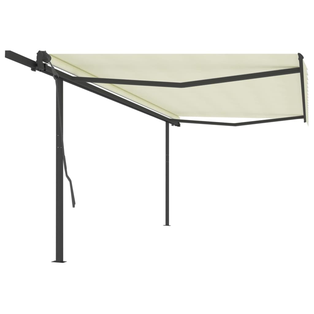 Manual Retractable Awning With Posts Orange And Brown