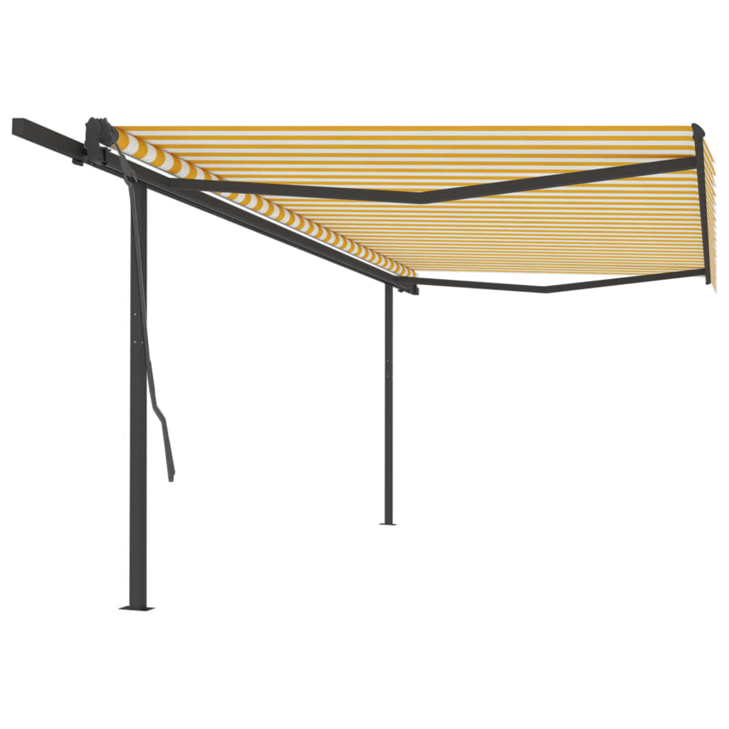 Manual Retractable Awning With Posts Orange And Brown