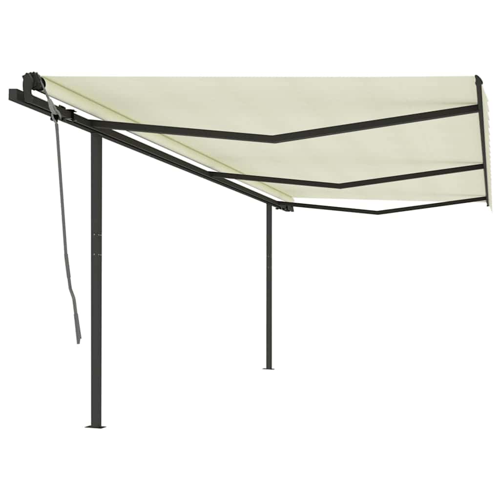 Manual Retractable Awning With Posts Orange And Brown