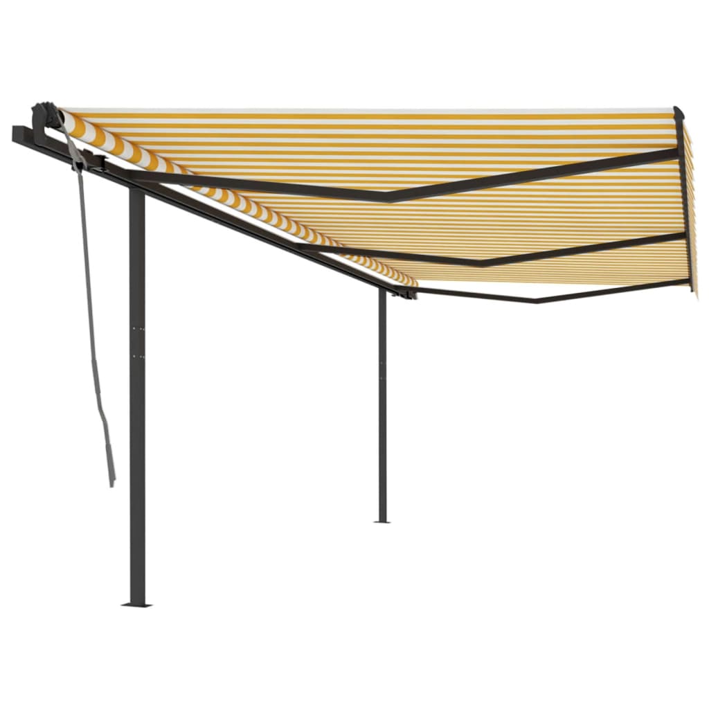 Manual Retractable Awning With Posts Orange And Brown