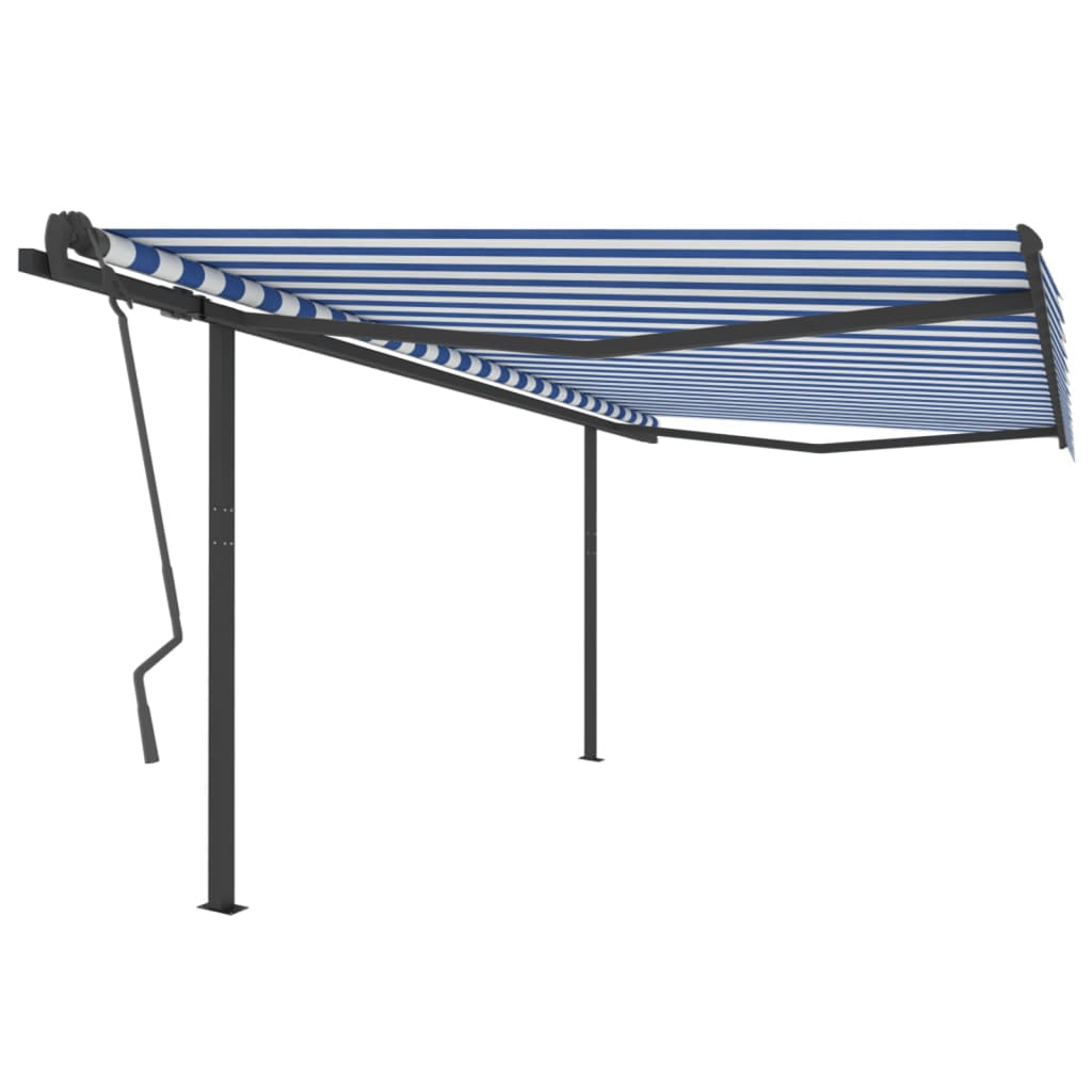Manual Retractable Awning With Posts Orange And Brown