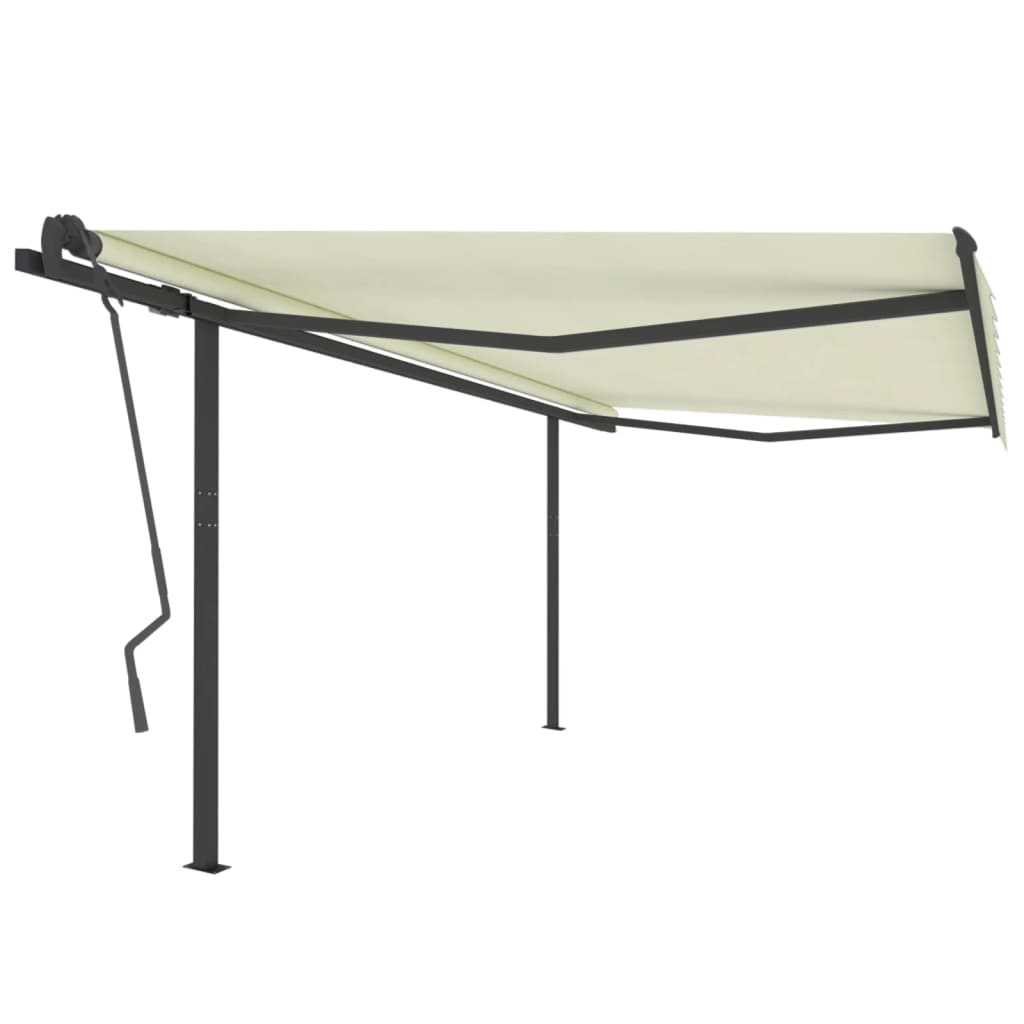 Manual Retractable Awning With Posts Orange And Brown