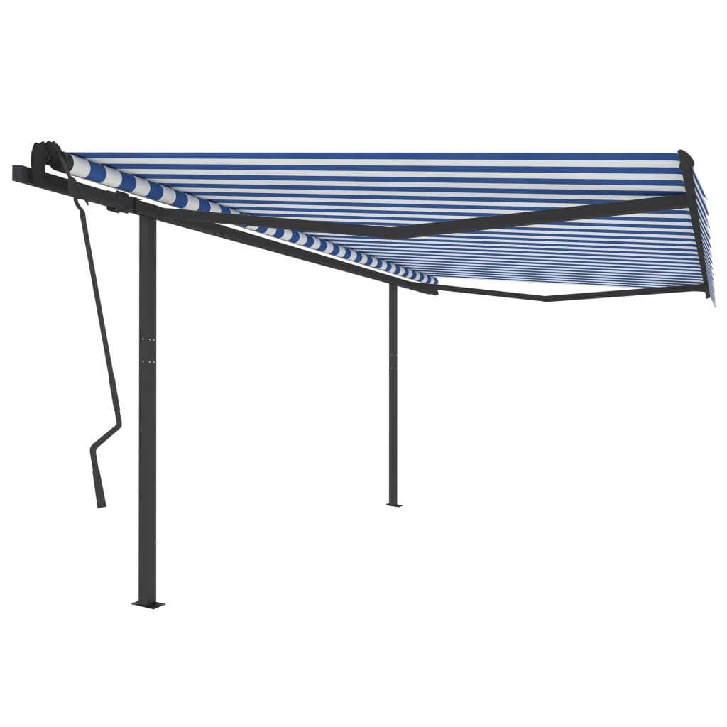 Manual Retractable Awning With Posts Orange And Brown