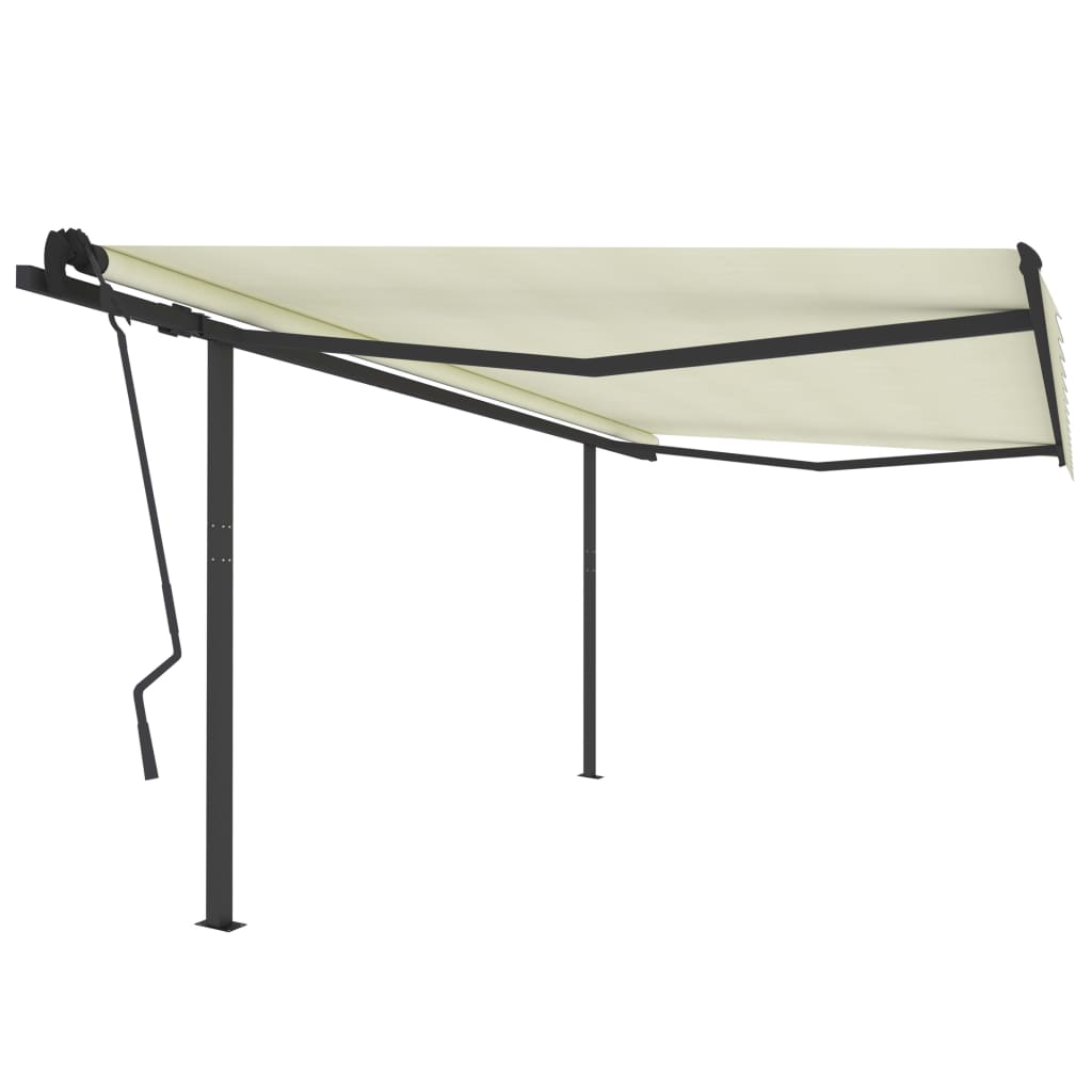 Manual Retractable Awning With Posts Orange And Brown