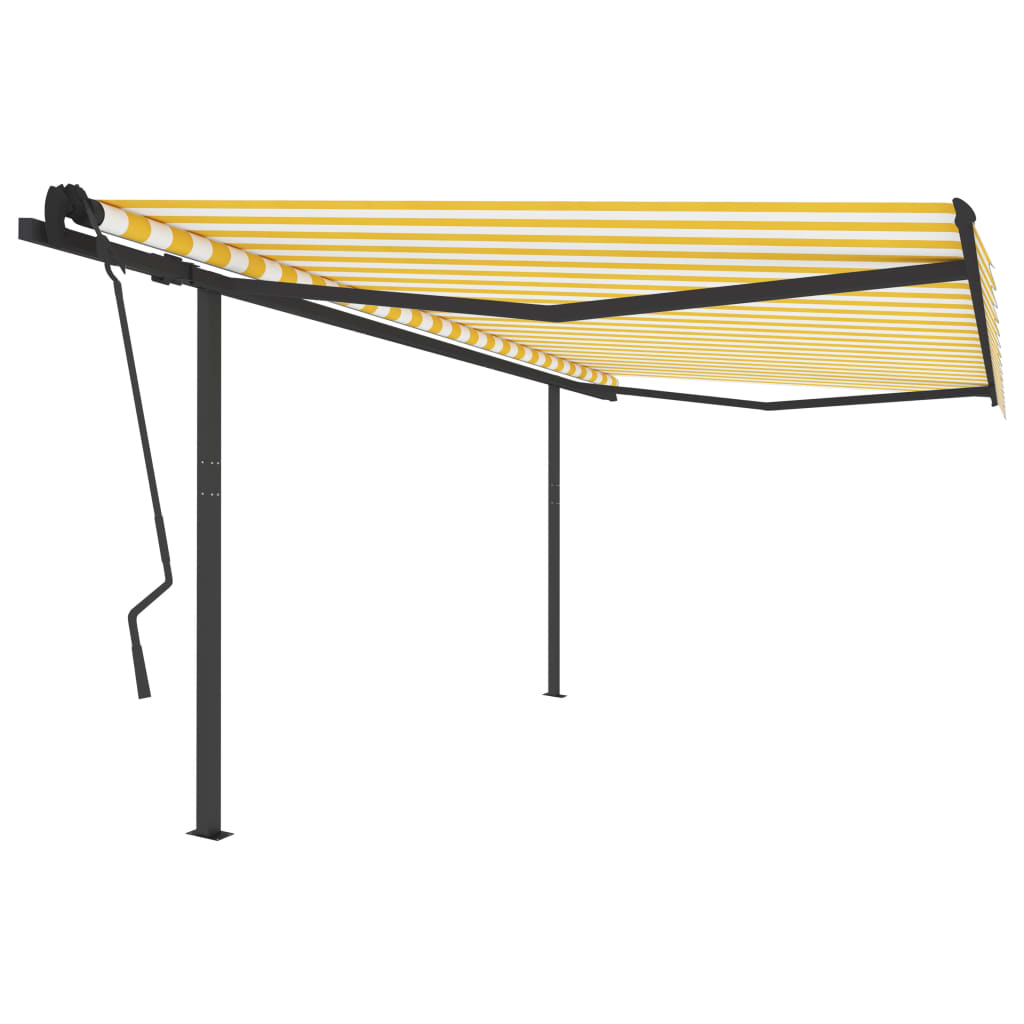 Manual Retractable Awning With Posts Orange And Brown