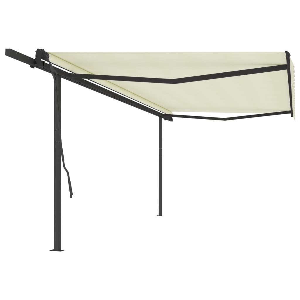 Manual Retractable Awning With Posts Orange And Brown