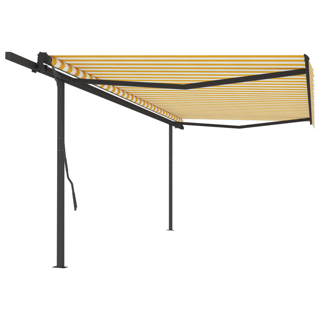 Manual Retractable Awning With Posts Orange And Brown