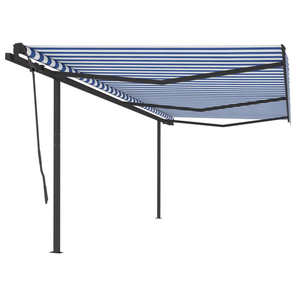 Manual Retractable Awning With Posts Orange And Brown