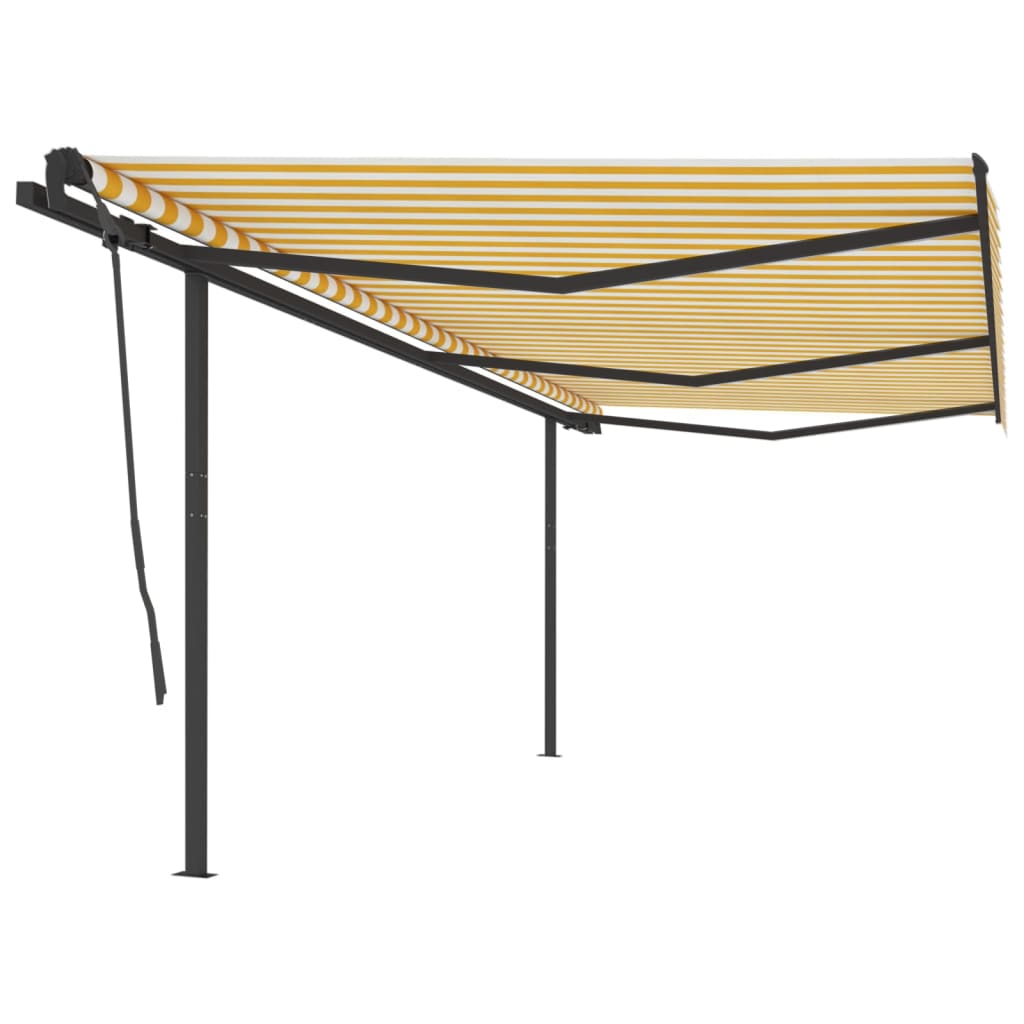 Manual Retractable Awning With Posts Orange And Brown
