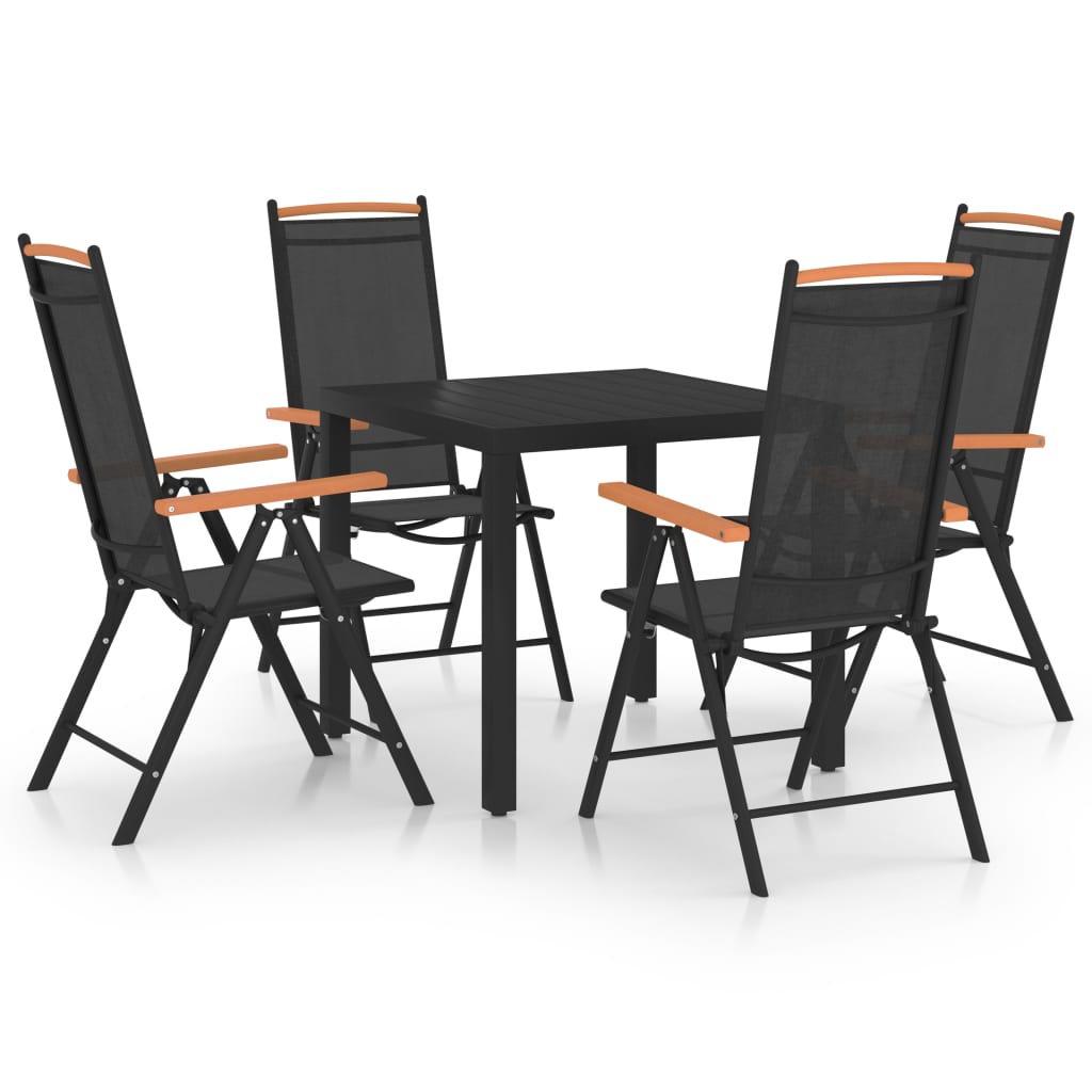 7 Piece Garden Dining Set Aluminium Black