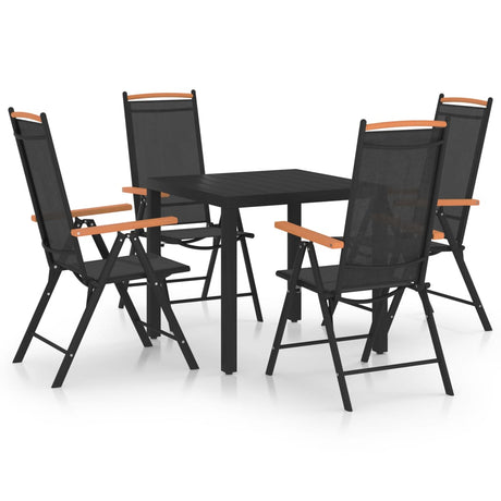 7 Piece Garden Dining Set Aluminium Black