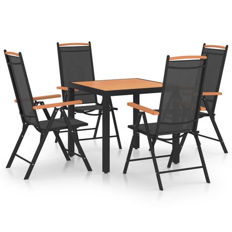 7 Piece Garden Dining Set Aluminium Black