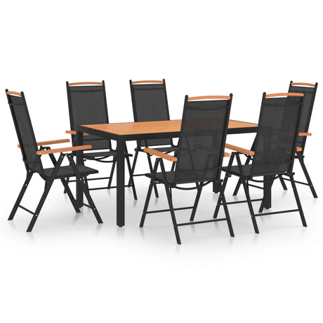 7 Piece Garden Dining Set Aluminium Black