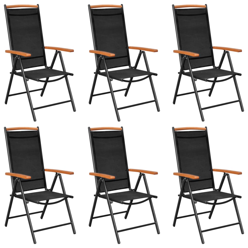7 Piece Garden Dining Set Aluminium Black