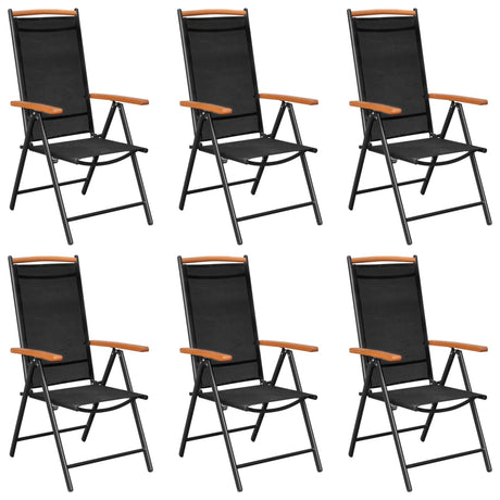 7 Piece Garden Dining Set Aluminium Black