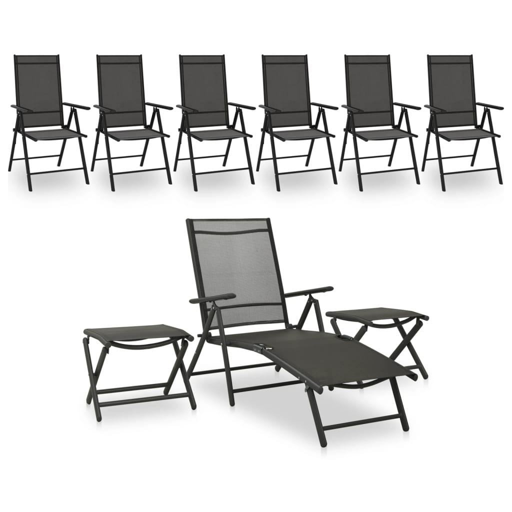9 Piece Garden Lounge Set Black And