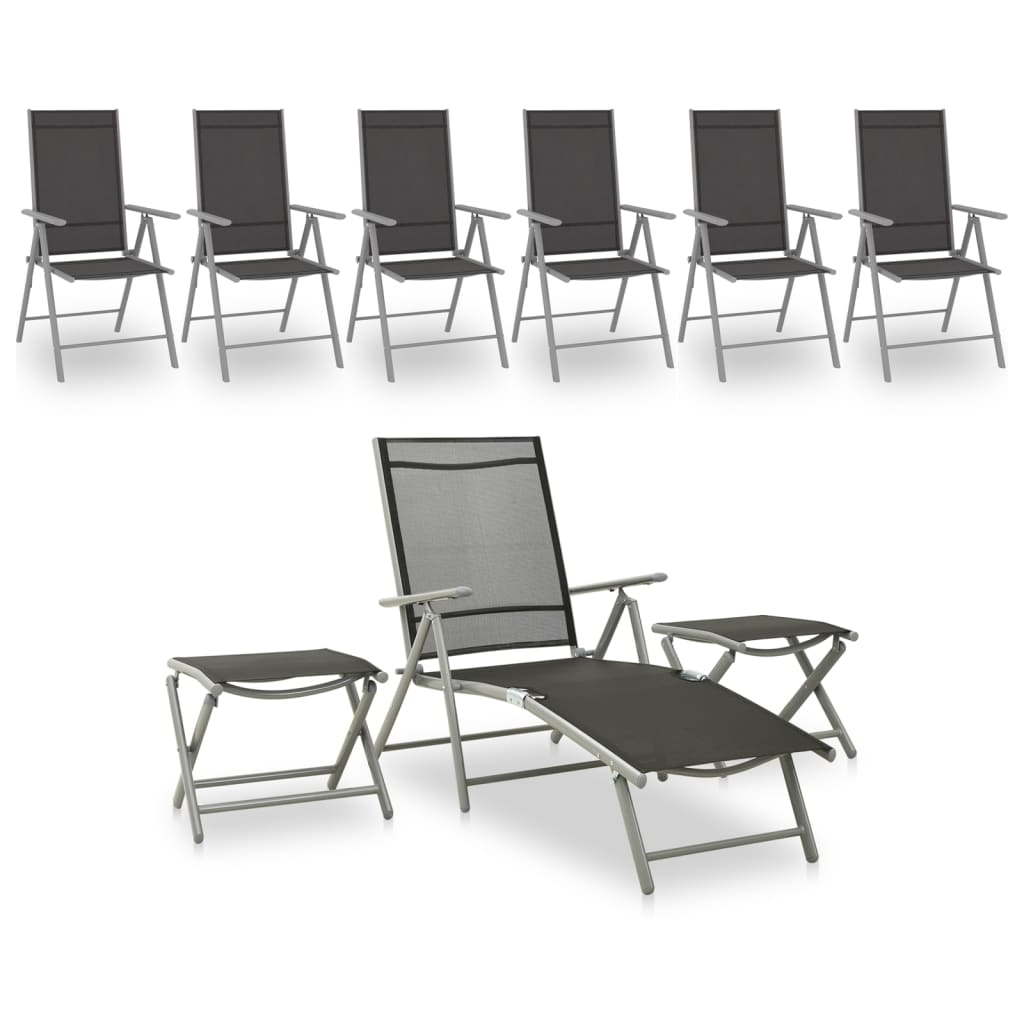 9 Piece Garden Lounge Set Black And