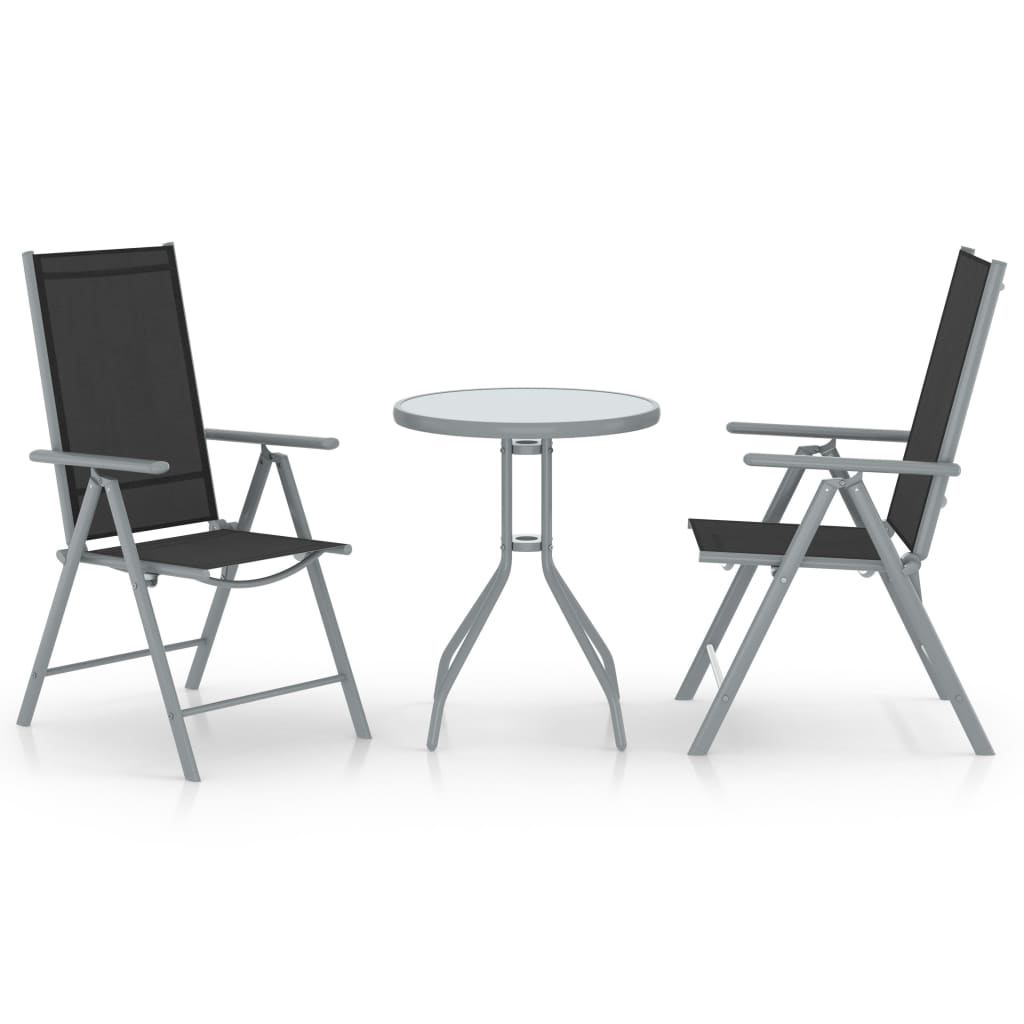 3 Piece Bistro Set Aluminium And Textilene