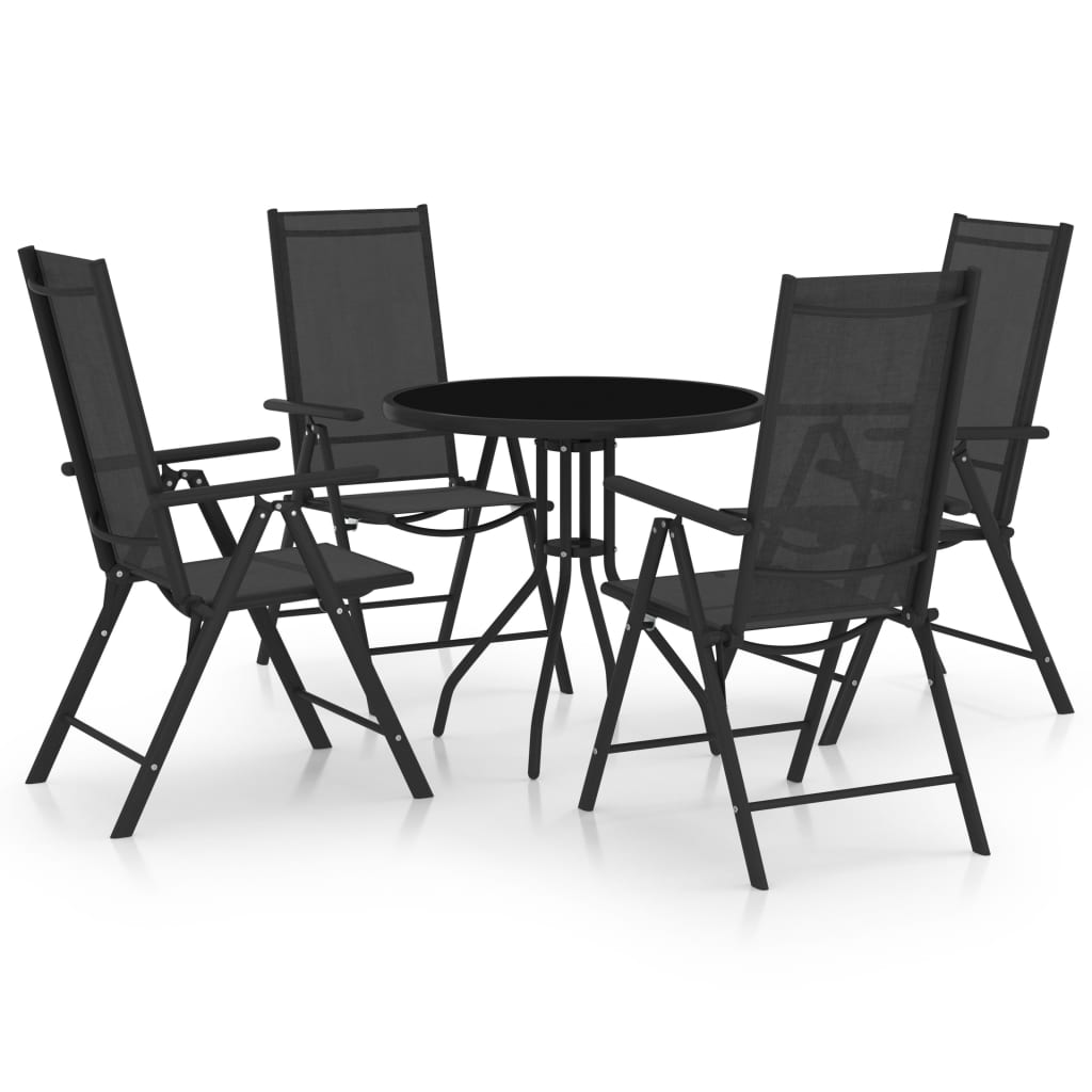 5 Piece Garden Dining Set Aluminium And Textilene
