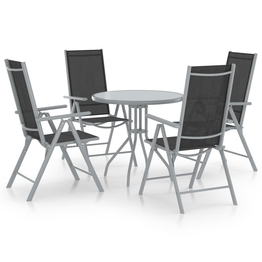 5 Piece Garden Dining Set Aluminium And Textilene