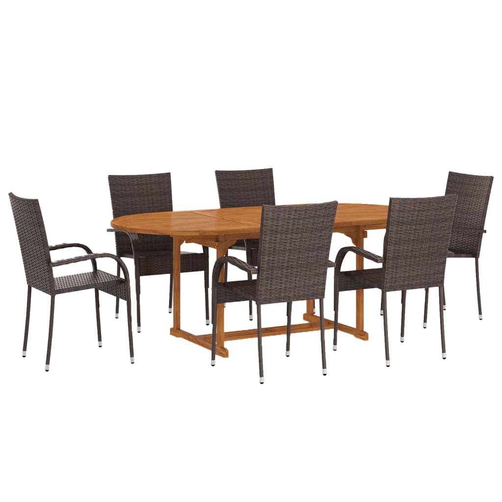 7 Piece Garden Dining Set Poly Rattan