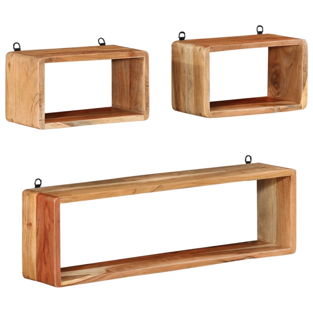 3 Piece Wall Cube Shelf Set Soild Reclaimed Wood