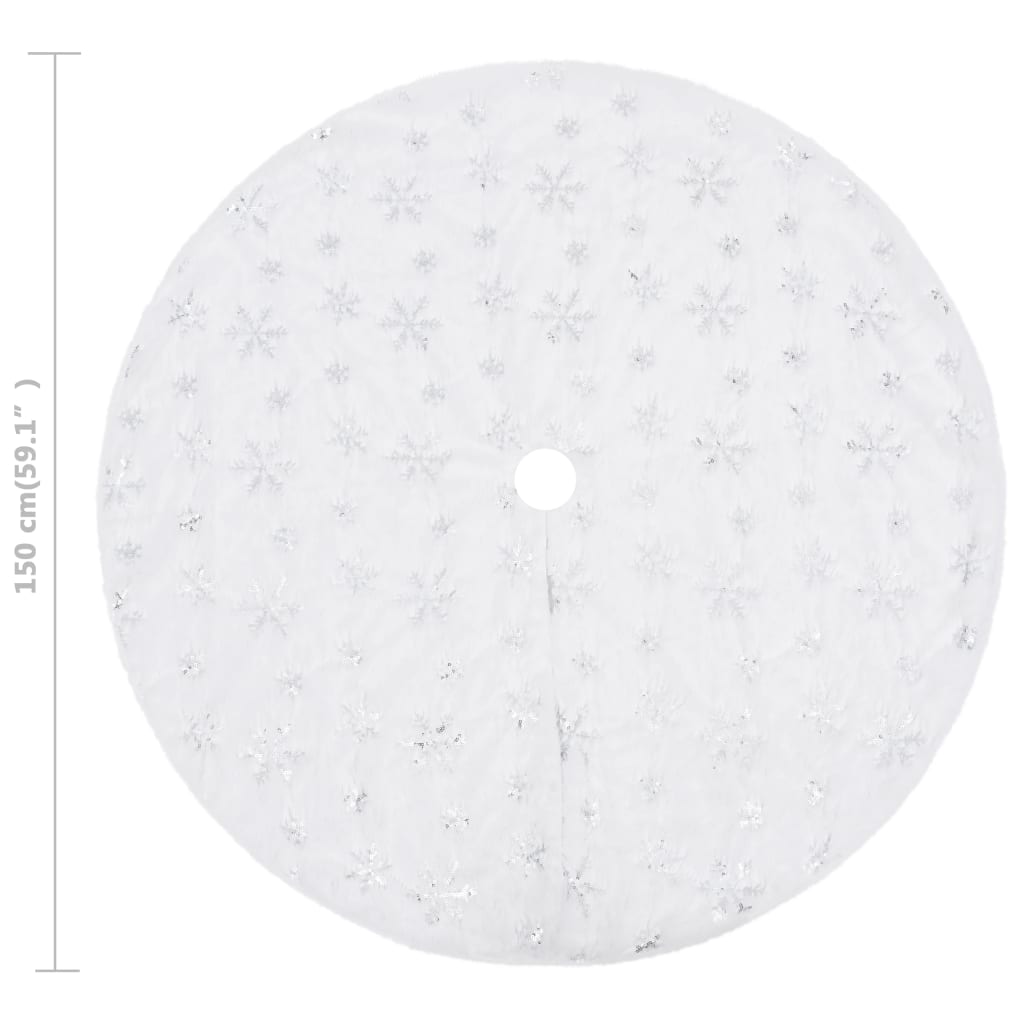 Luxury Christmas Tree Skirt White Faux