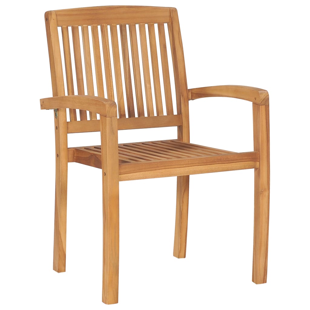 Stacking Garden Chairs 4 Pcs Solid Teak Wood