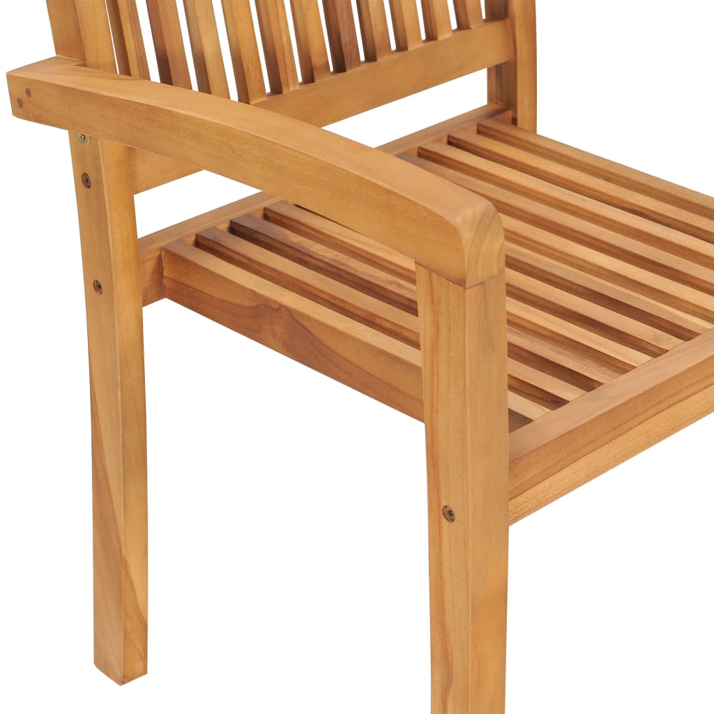 Stacking Garden Chairs 4 Pcs Solid Teak Wood