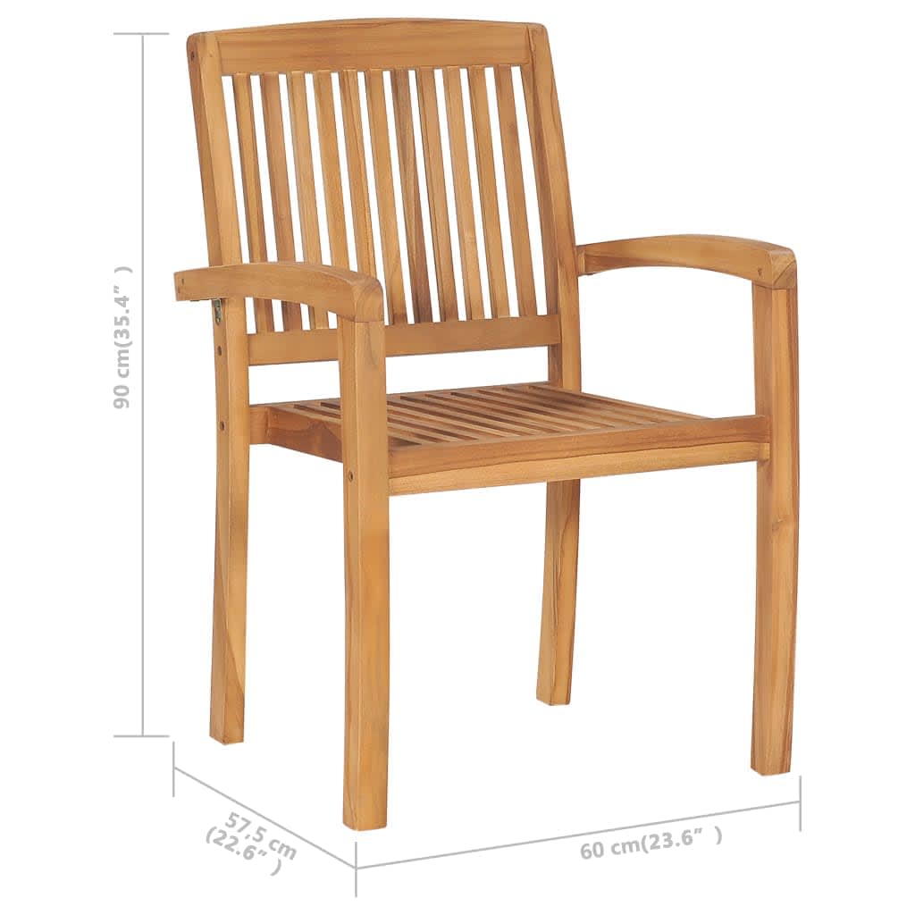 Stacking Garden Chairs 4 Pcs Solid Teak Wood