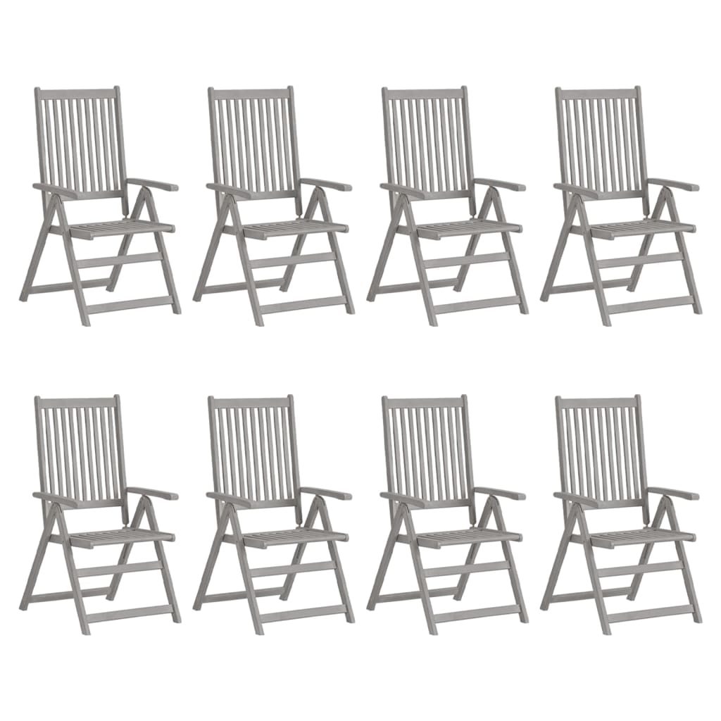 Garden Reclining Chairs 4 Pcs Grey Solid Acacia Wood