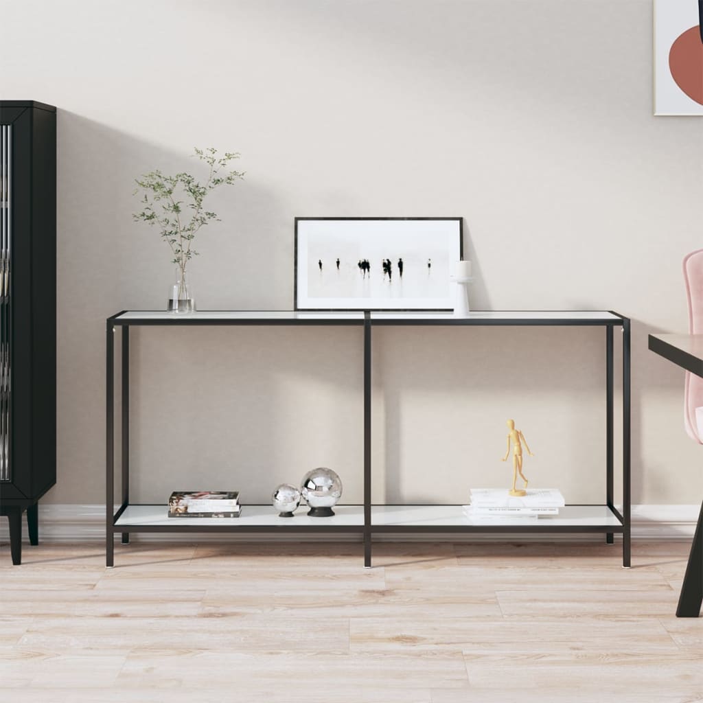Console Table White 160X35X75.5 Cm Tempered Glass