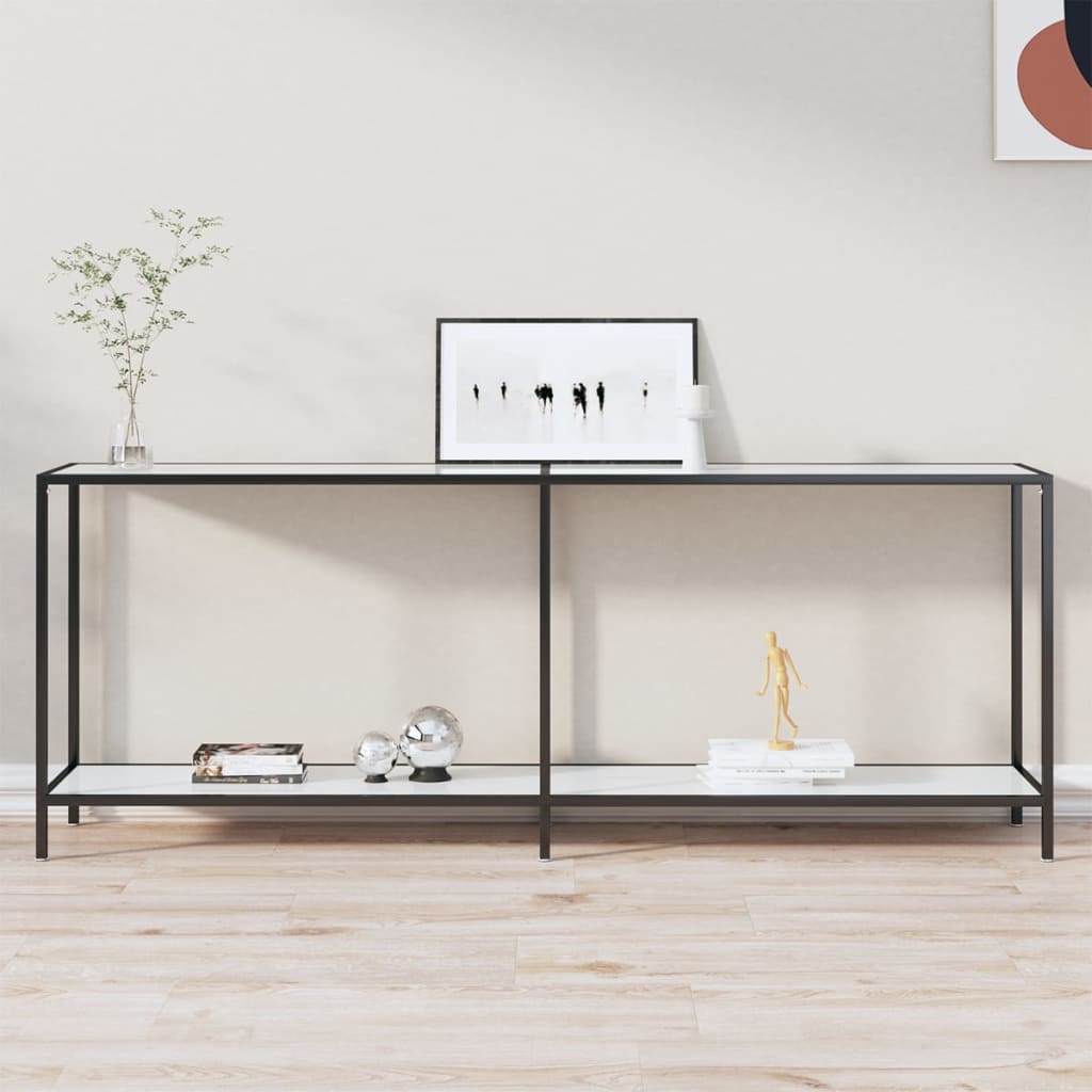 Console Table White 160X35X75.5 Cm Tempered Glass