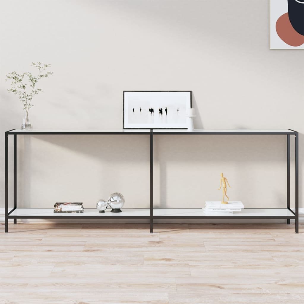 Console Table White 160X35X75.5 Cm Tempered Glass