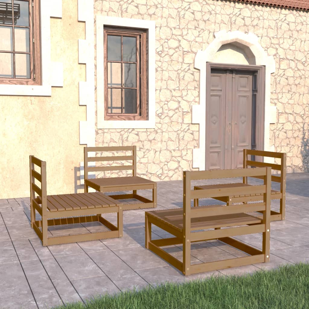4 Piece Garden Lounge Set Solid Wood Pine