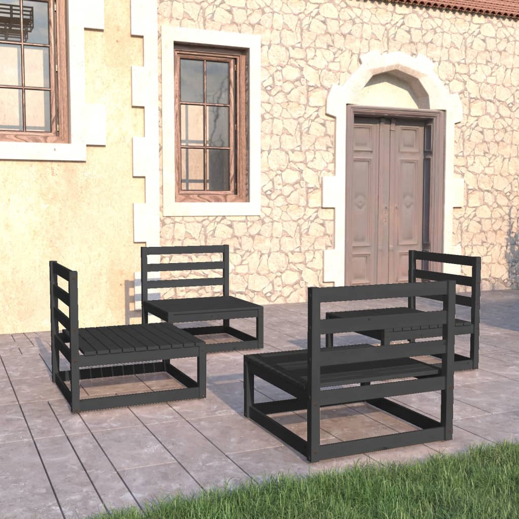 4 Piece Garden Lounge Set Solid Wood Pine