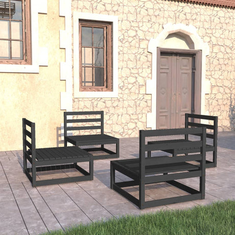 4 Piece Garden Lounge Set Solid Wood Pine