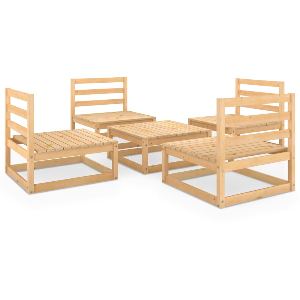 5 Piece Garden Lounge Set Solid Wood Pine