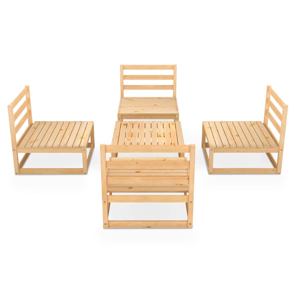 5 Piece Garden Lounge Set Solid Wood Pine