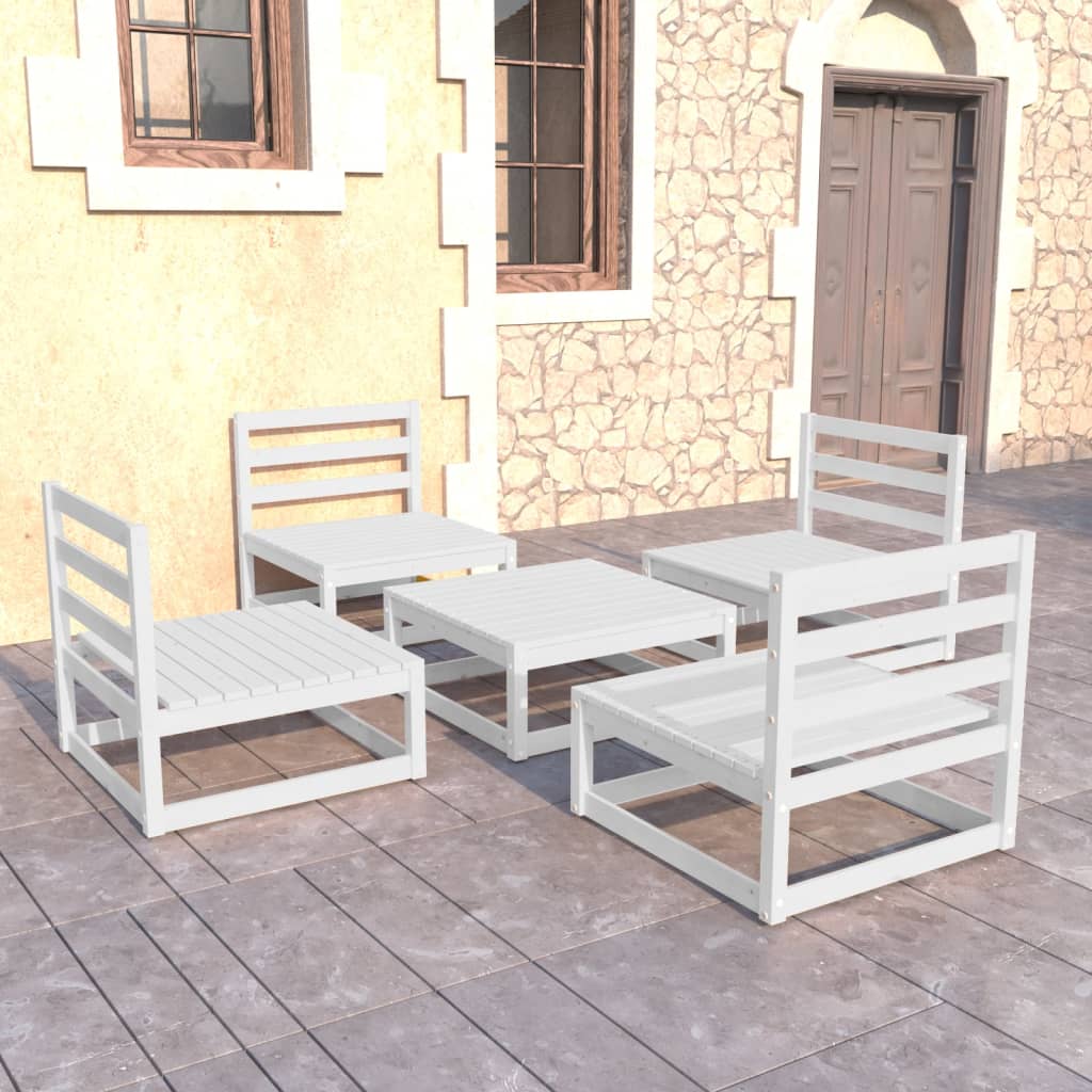 5 Piece Garden Lounge Set Solid Wood Pine